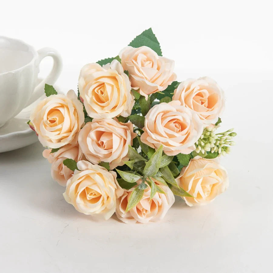 Silk White Rose Bouquet