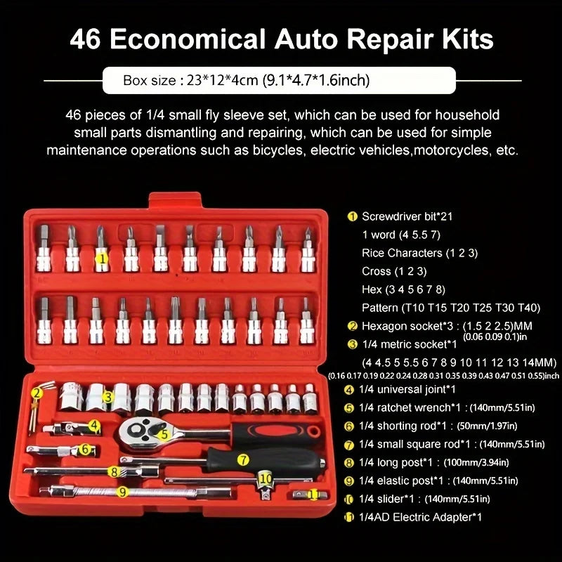 46PCS Car Repair Tool Kit
