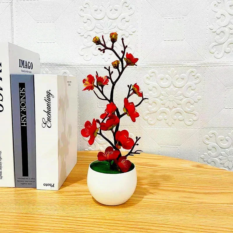 Artificial Plum Flower Pot
