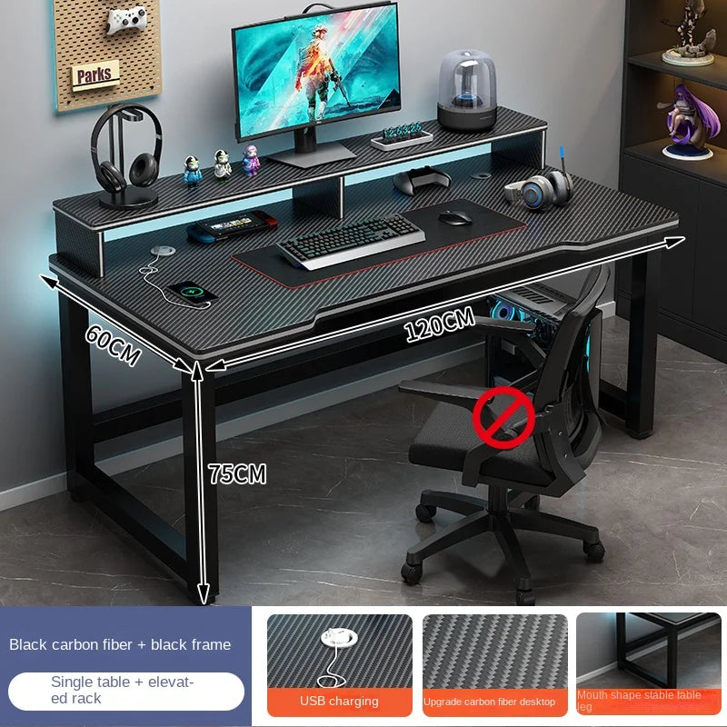 OLOEY European Black Metal Computer Desk