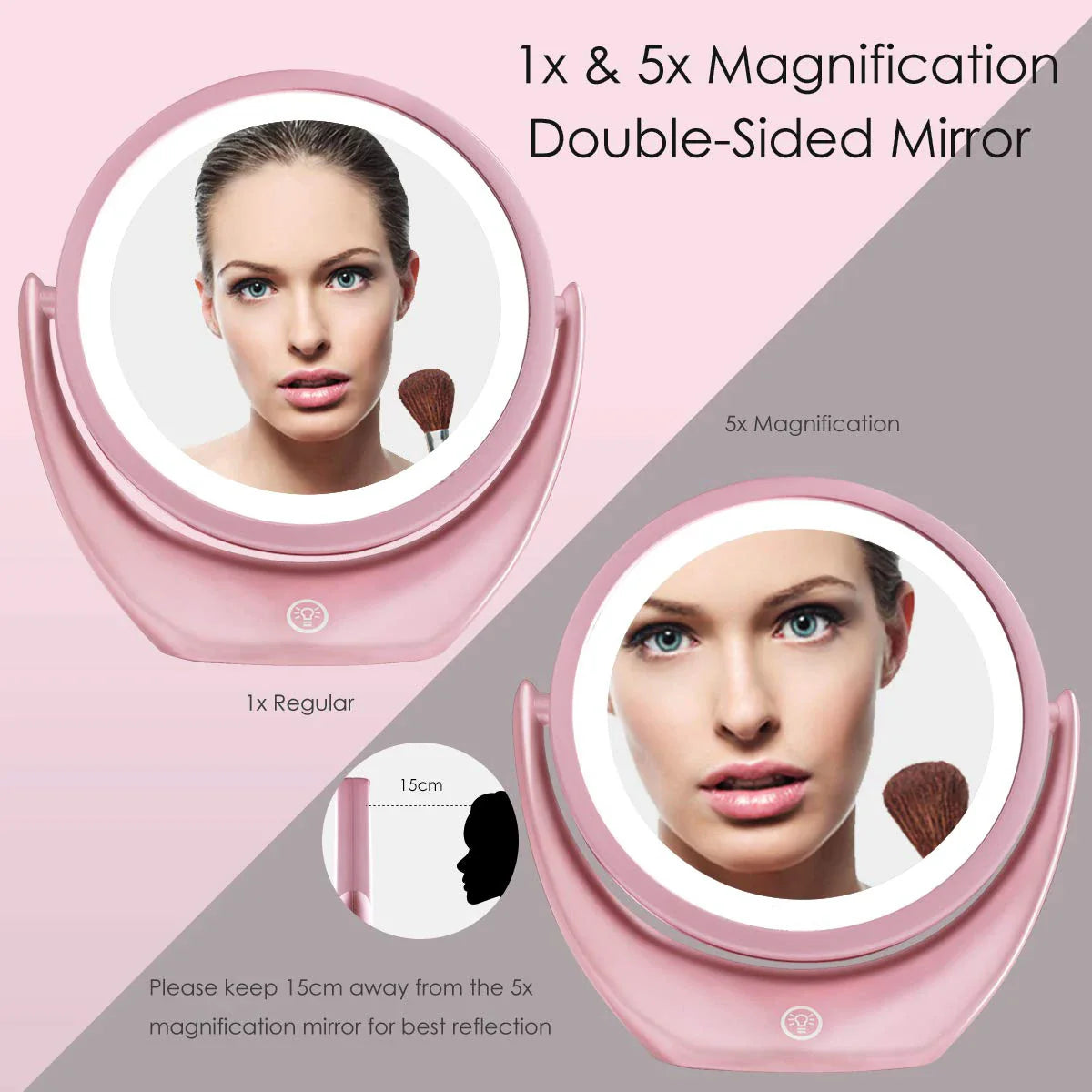 Rechargeable Double-Sided Makeup Mirror