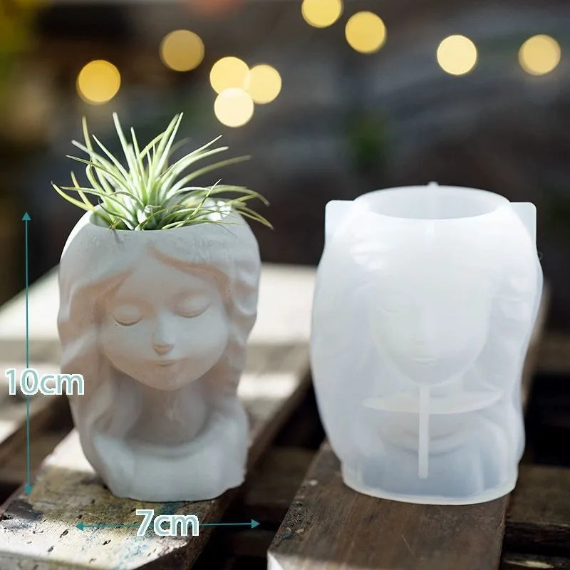 Girl Head Flower Pot Mold