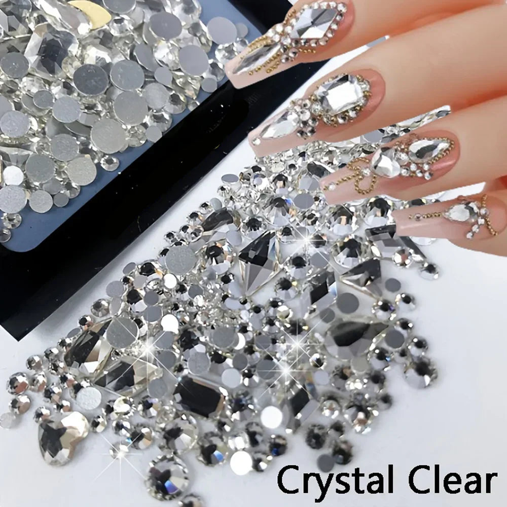 Y2K Glass Rhinestone Nail Set
