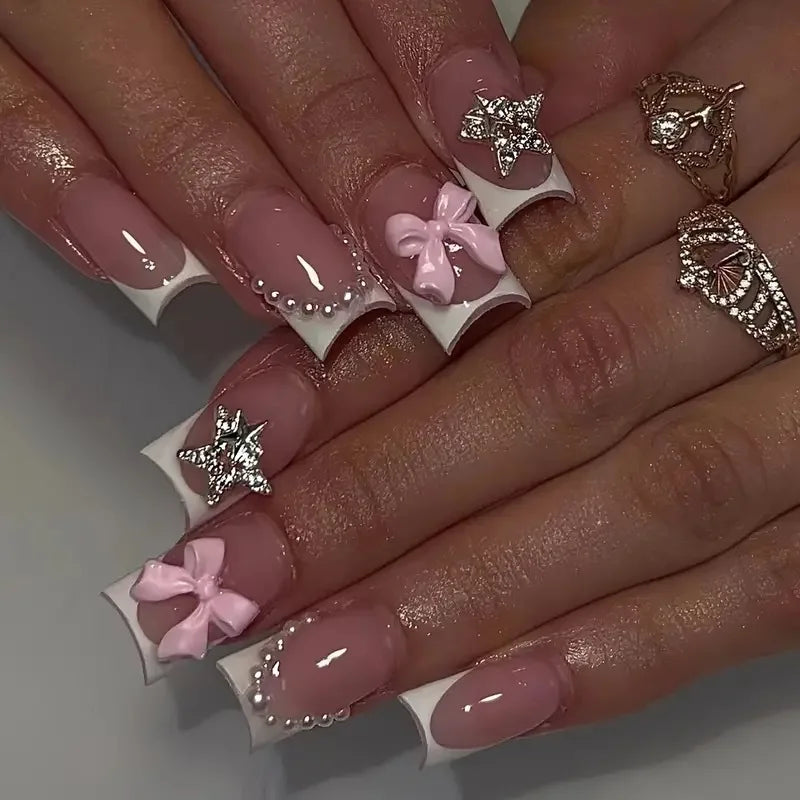 24Pcs Cute Bow Press-On Nails