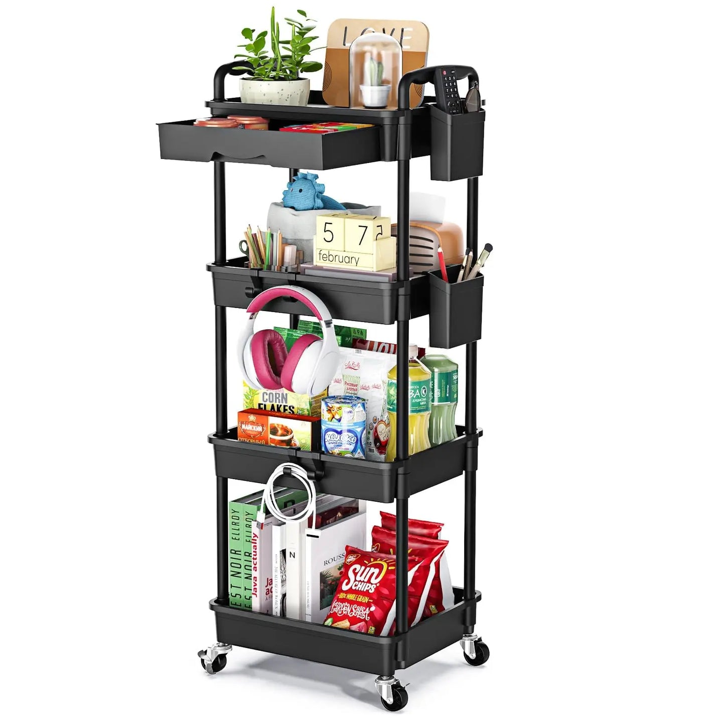 4-Tier Rolling Utility Cart with Drawer