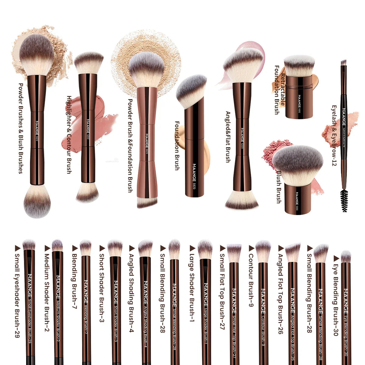 MAANGE 20PCS Dual-Ended Brush Set