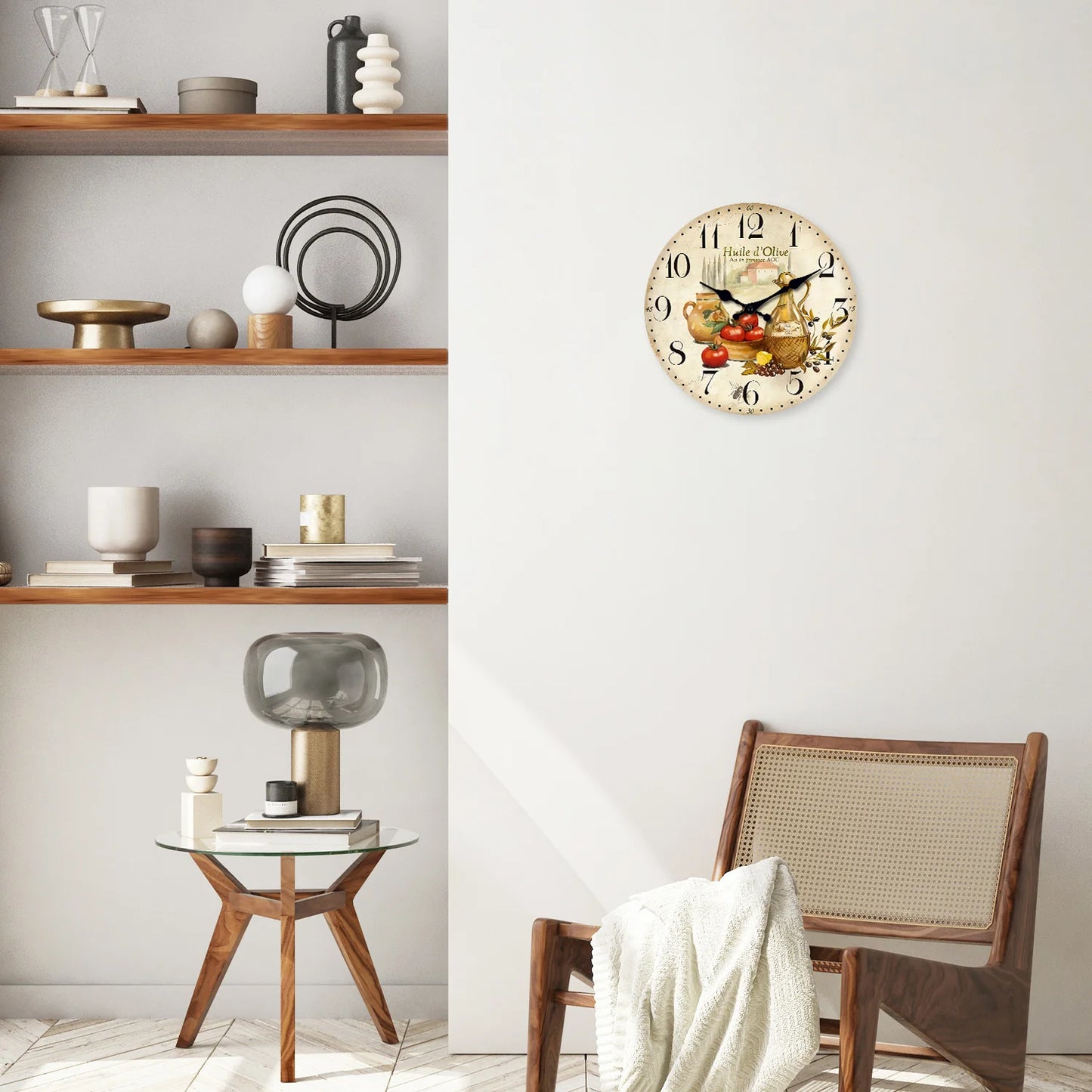 Retro Wooden Olive Wall Clock