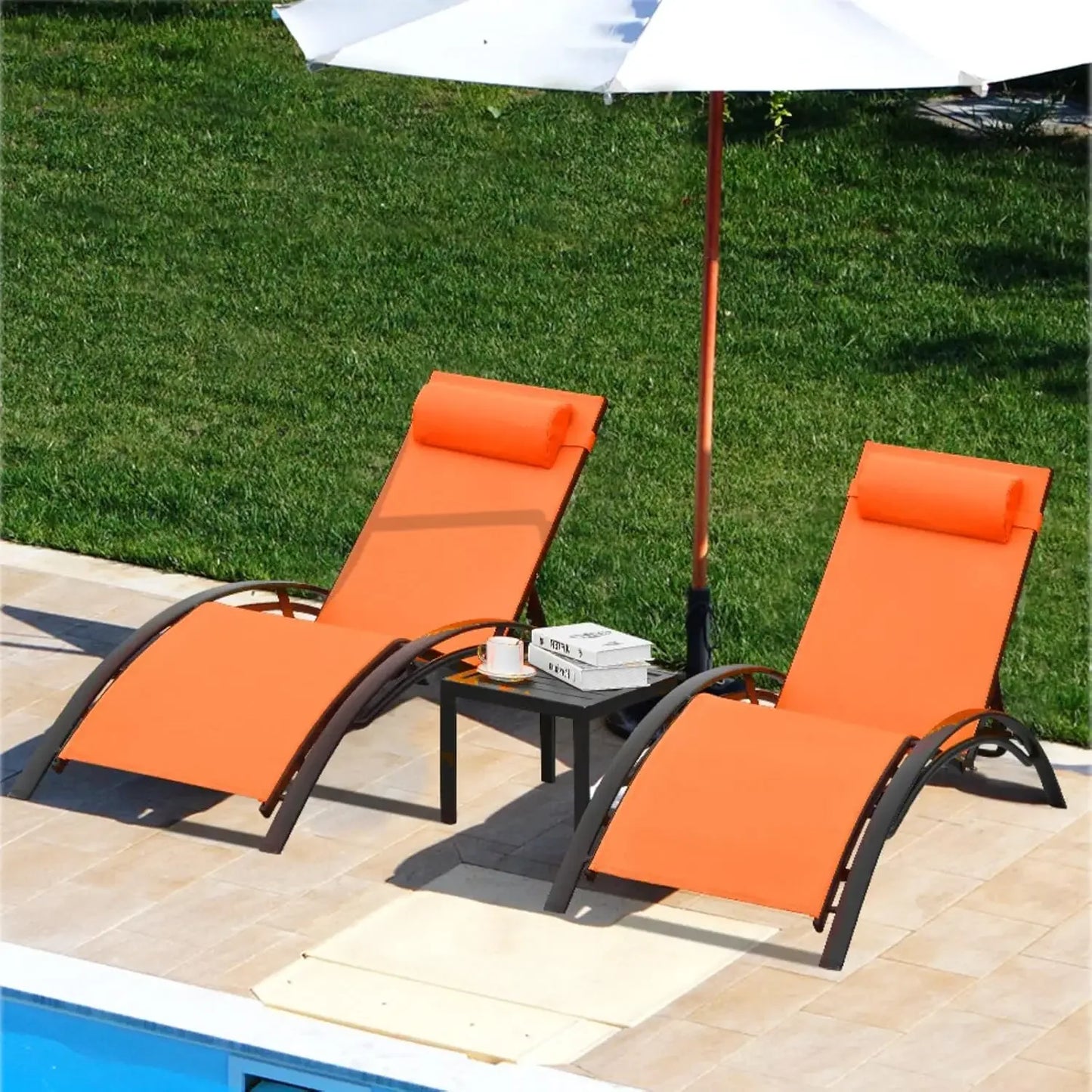 ZUIYU Adjustable Patio Chaise Lounge Set