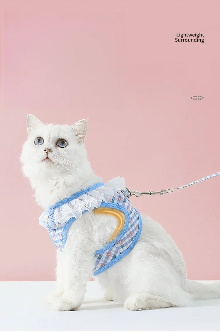 Floral Lace Pet Harness Set