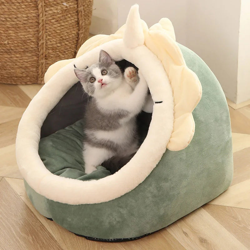 Cozy Foldable Cartoon Cat Bed
