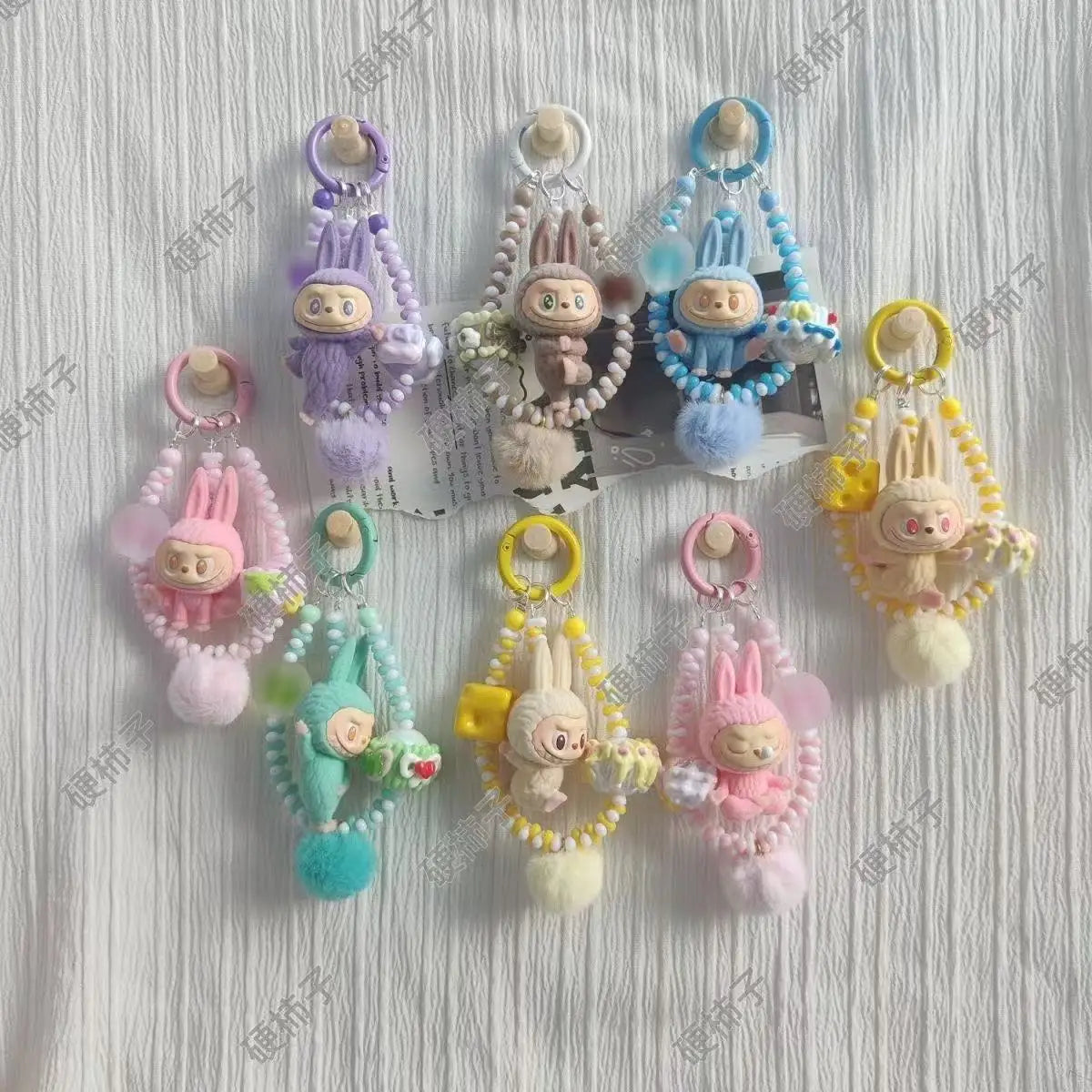 Labubu Yoga Mini Flocking Keychain Pendant