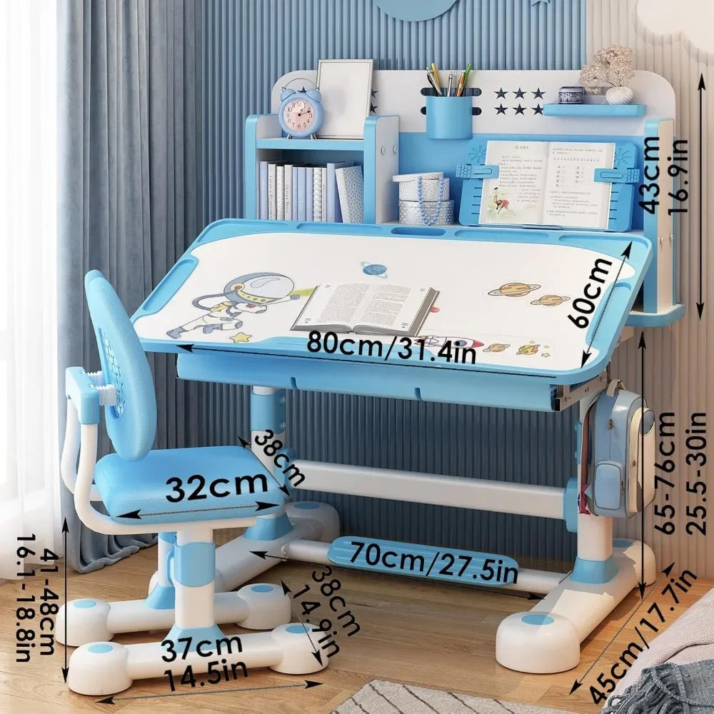 Kids Adjustable Study Desk Set