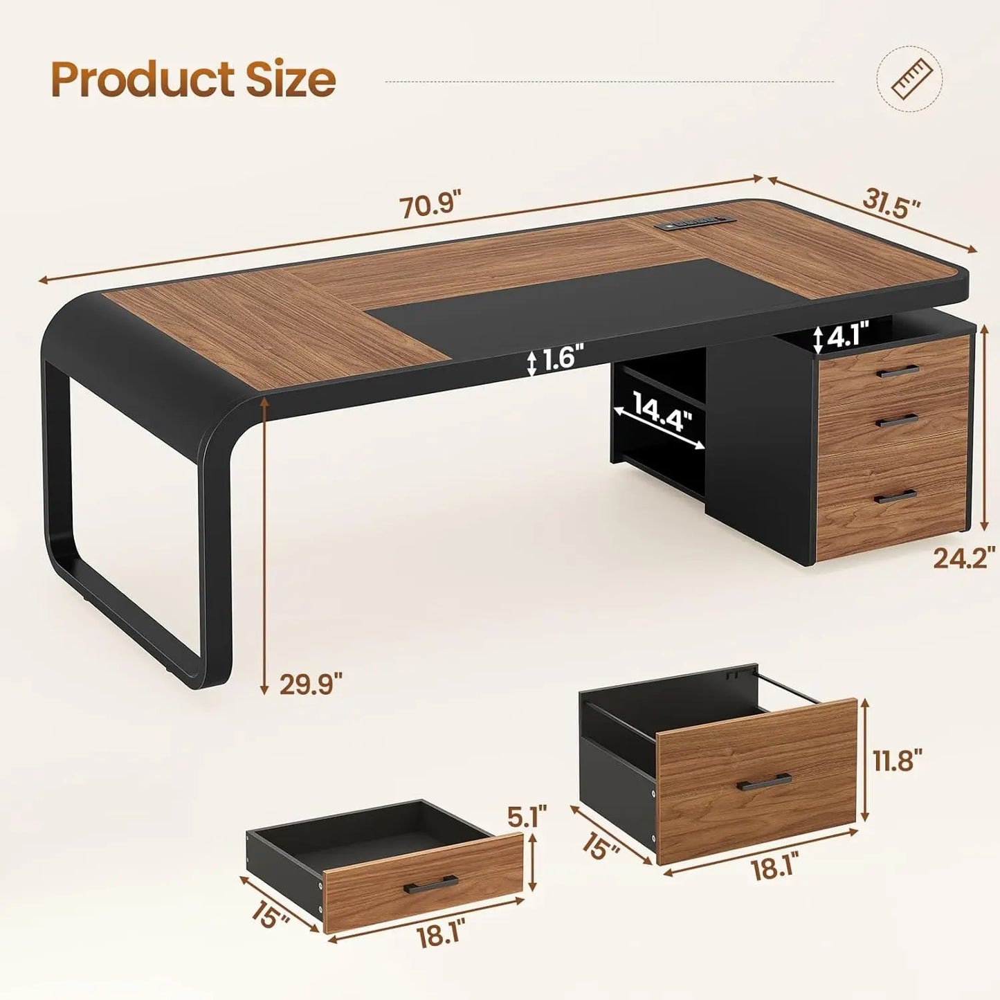70.9" Executive Office Desk