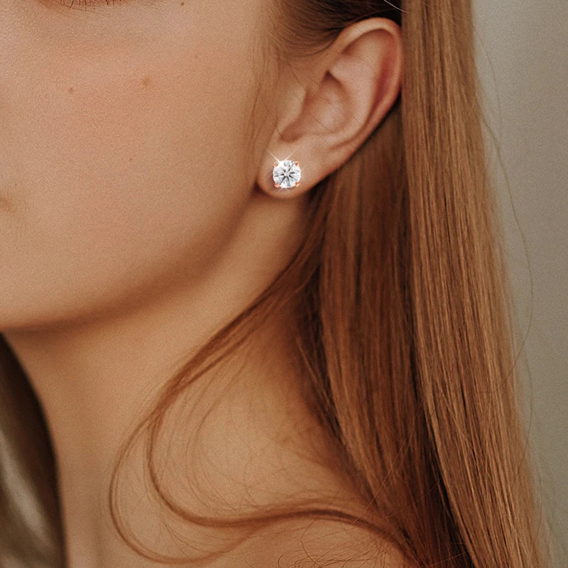 Rose Gold Moissanite Stud Earrings