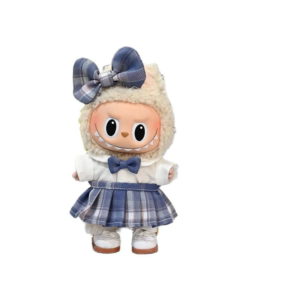 POP MART Labubu Doll 17cm JK Skirt Outfit Set