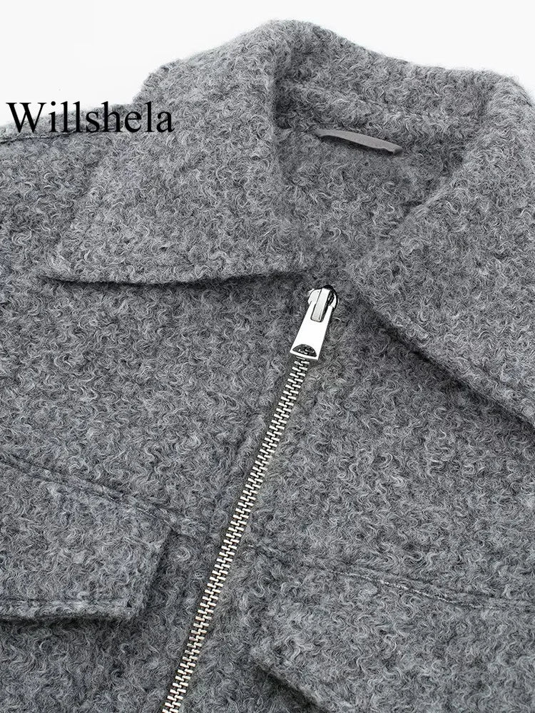 Willshela Women Vintage Zipper Jacket