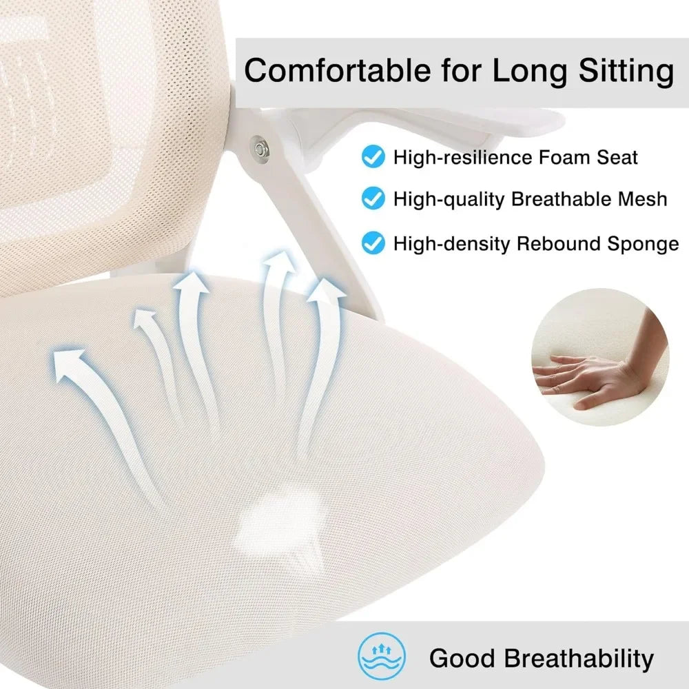 Beige Mid-Back Ergonomic Desk Chair