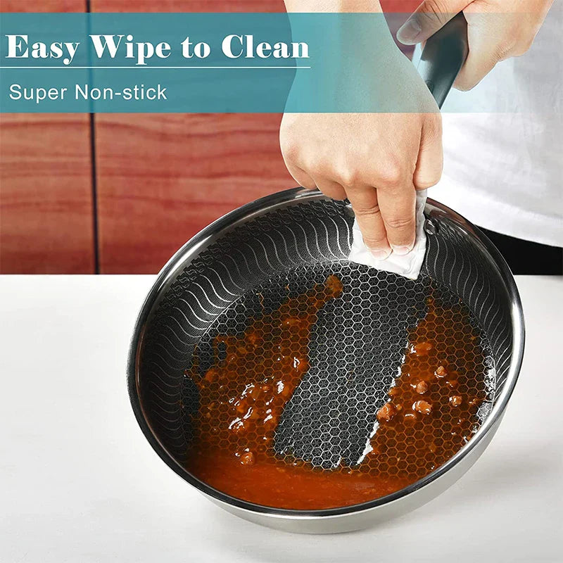 Stainless Steel Honeycomb Frying Pan