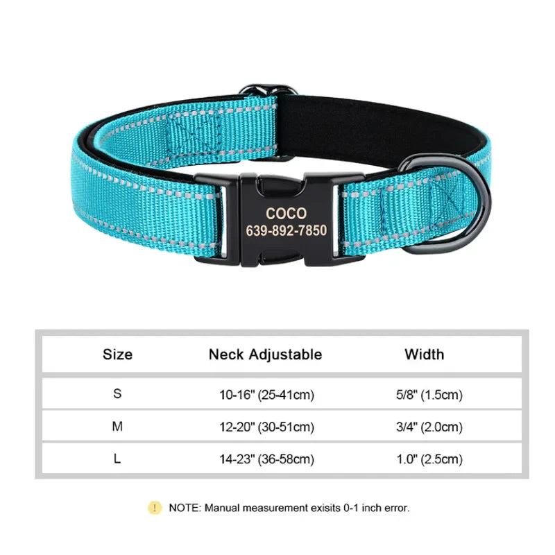 Reflective Personalized Nylon Dog Collar