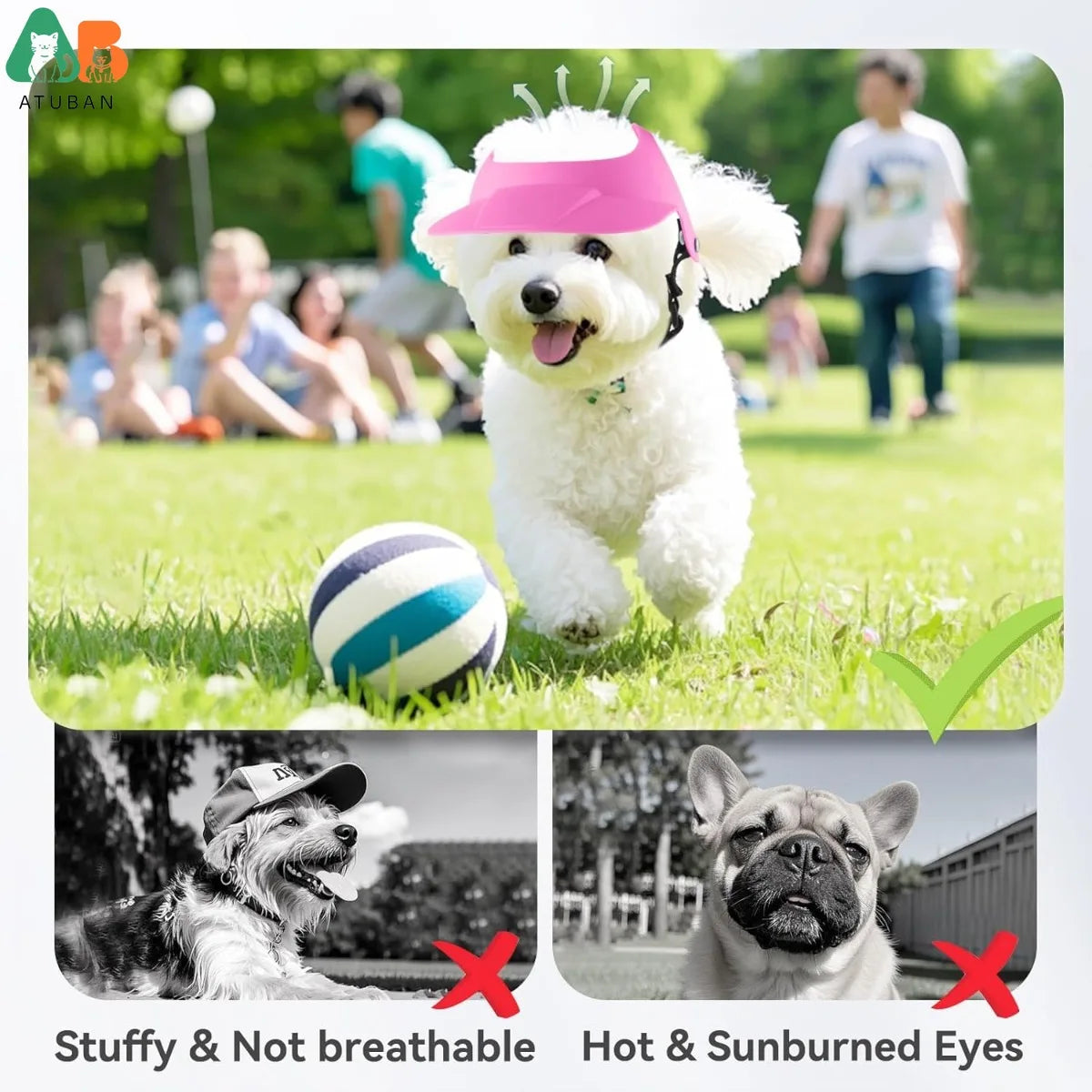 ATUBAN Adjustable Dog Sun Hat