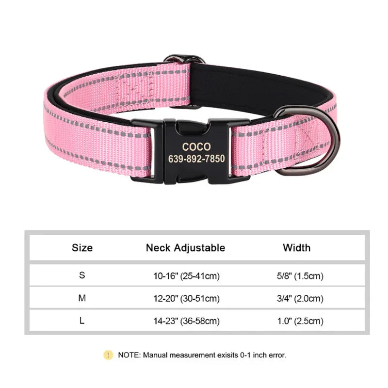 Reflective Personalized Nylon Dog Collar