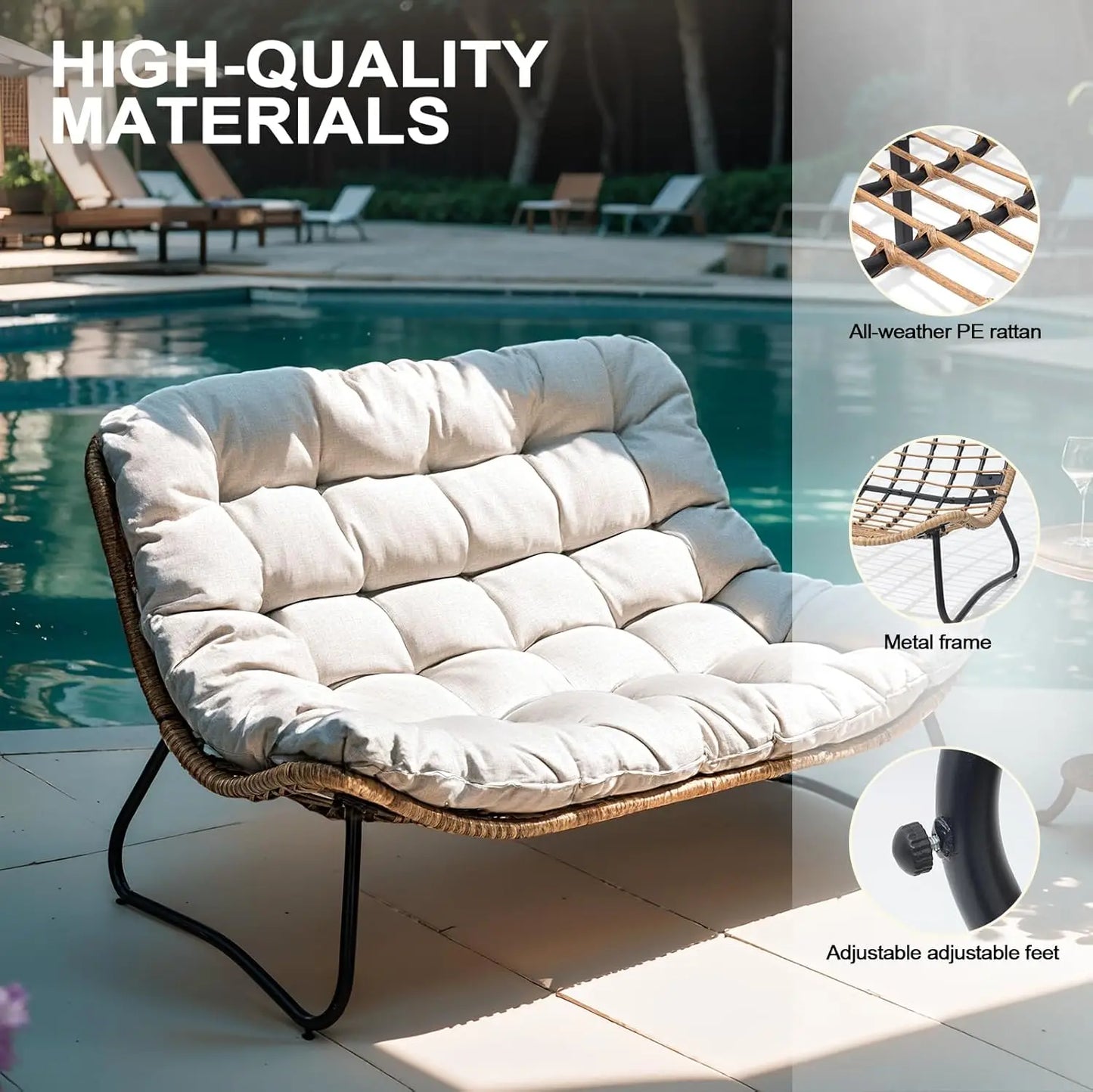 Boho Rattan Outdoor Loveseat Couch