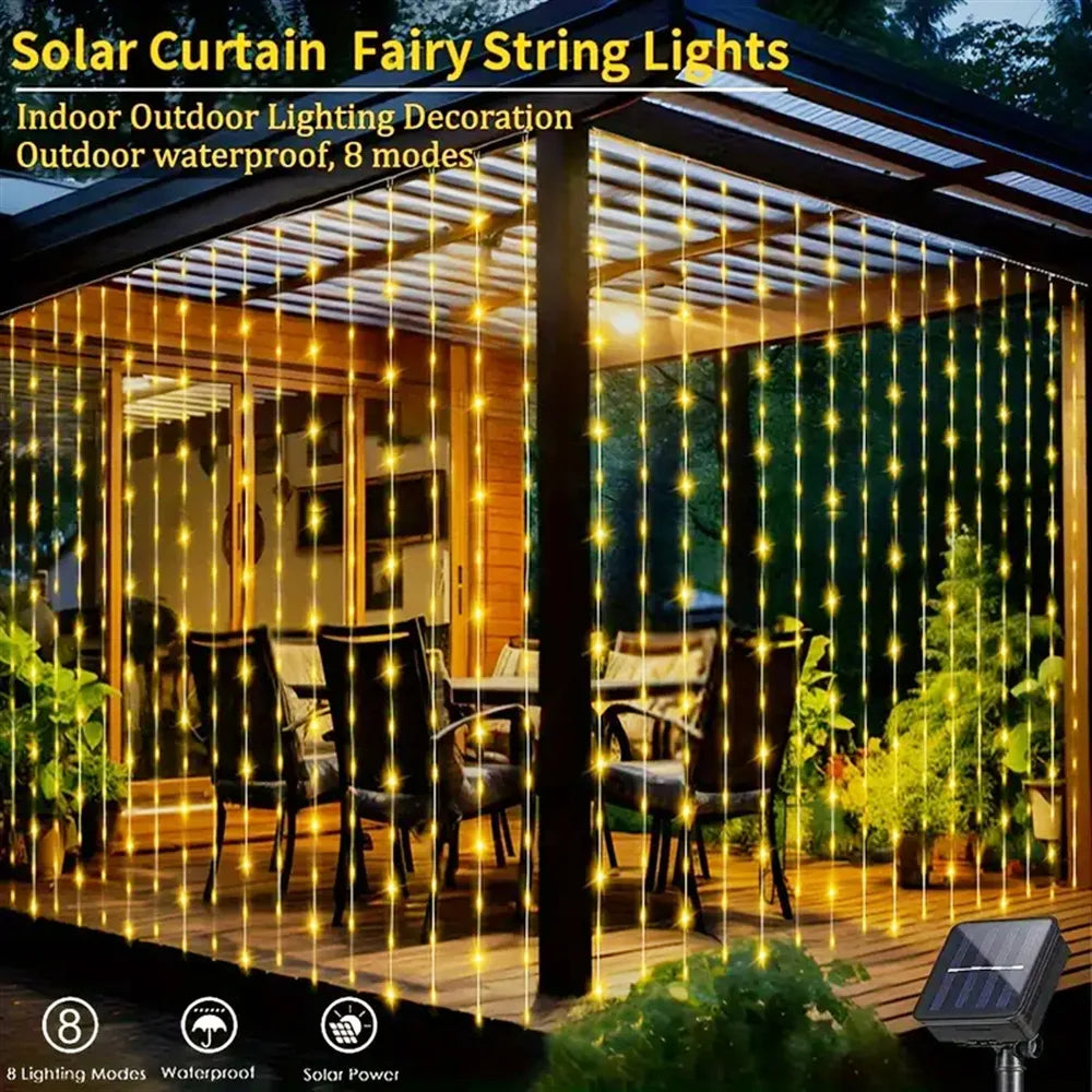Solar LED Outdoor Curtain Lights