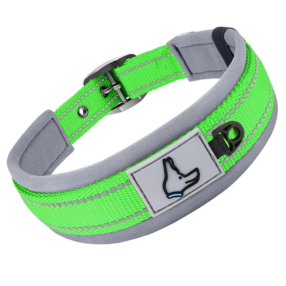 Padded Reflective Nylon Dog Collar