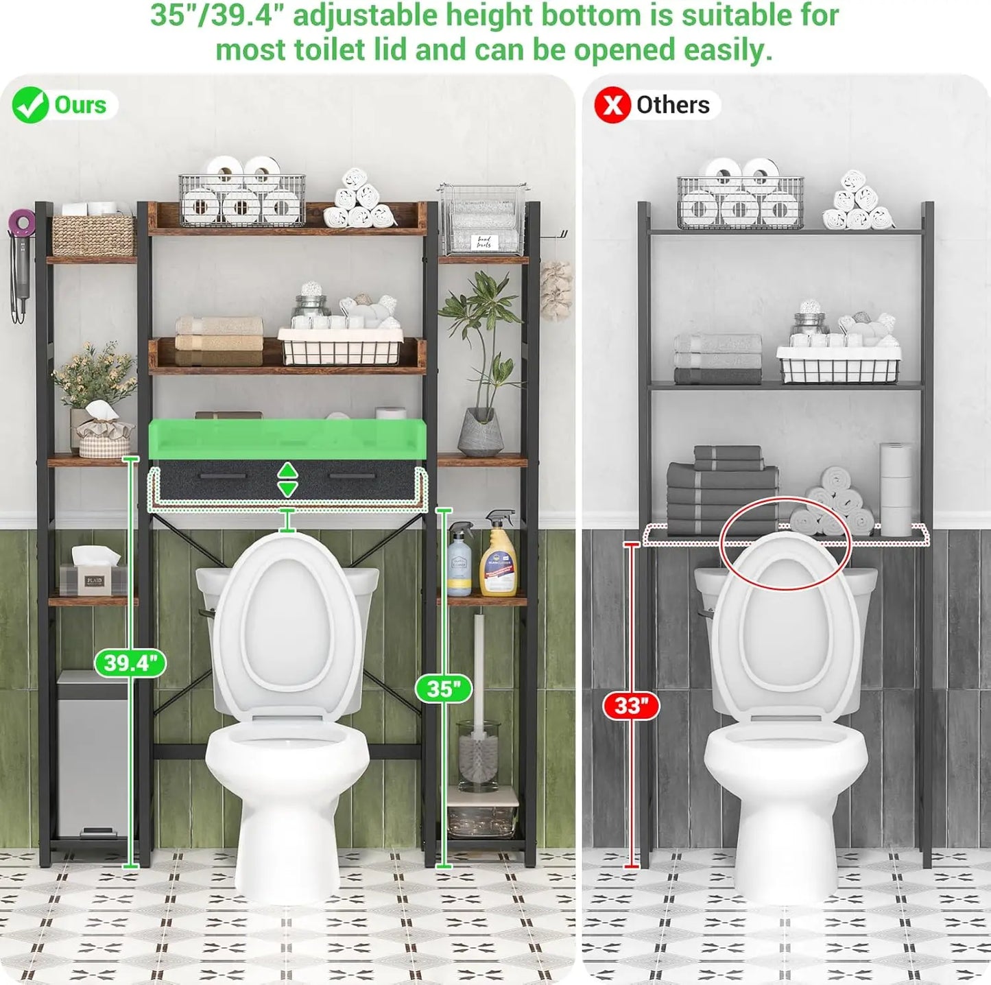 Over Toilet Bathroom Storage Rack