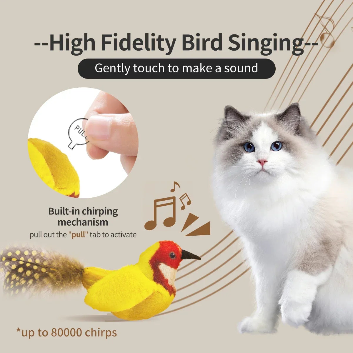 Realistic Chirping Bird Cat Toy