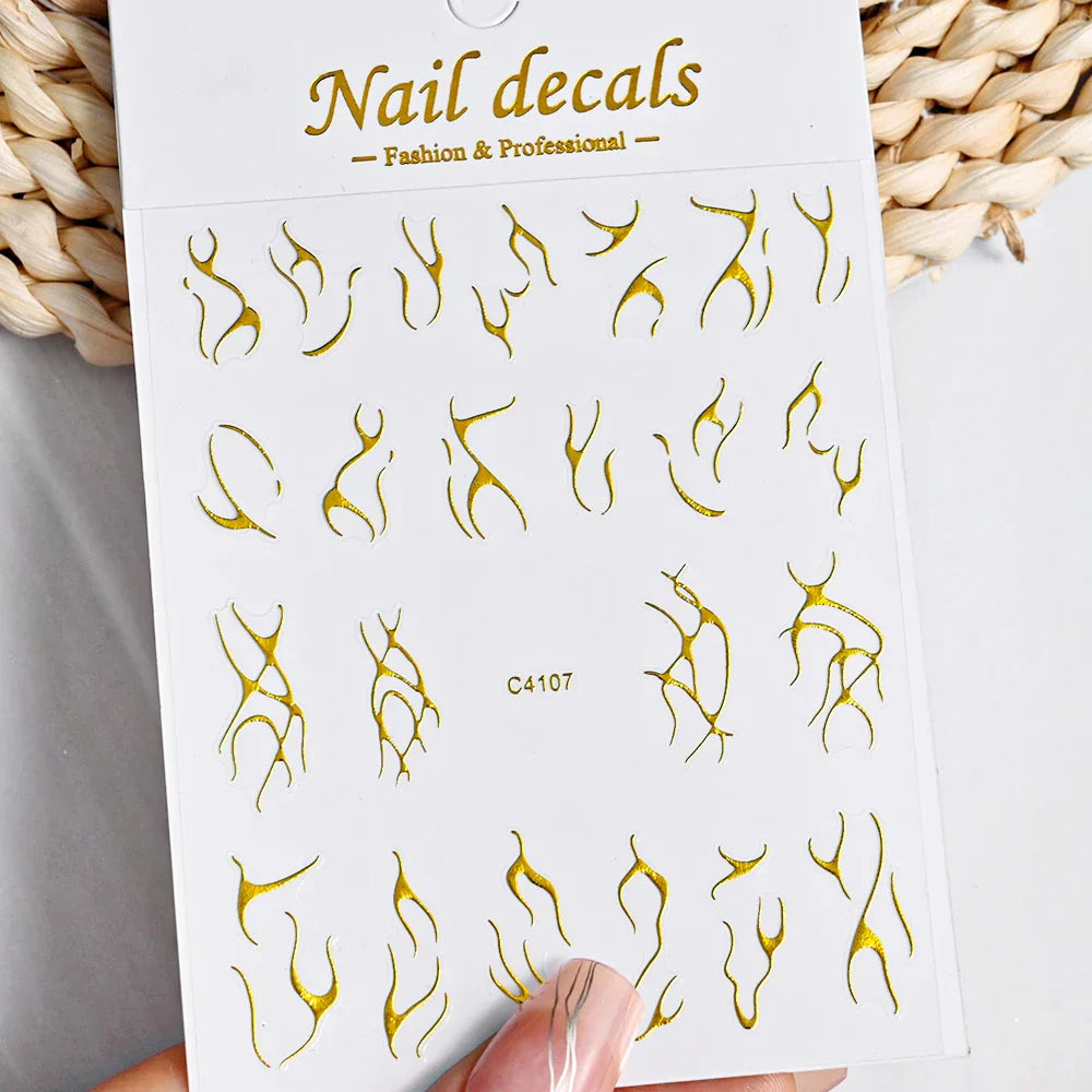 3D Metal Flame Nail Stickers