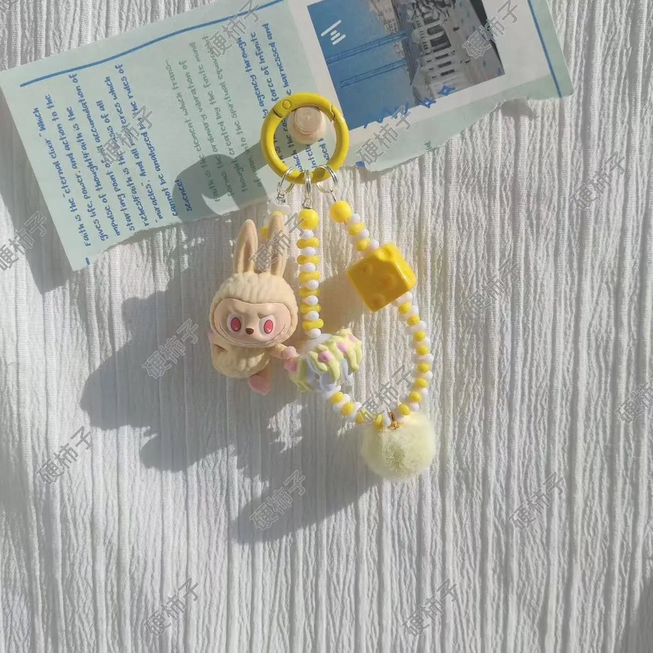 Labubu Yoga Mini Flocking Keychain Pendant