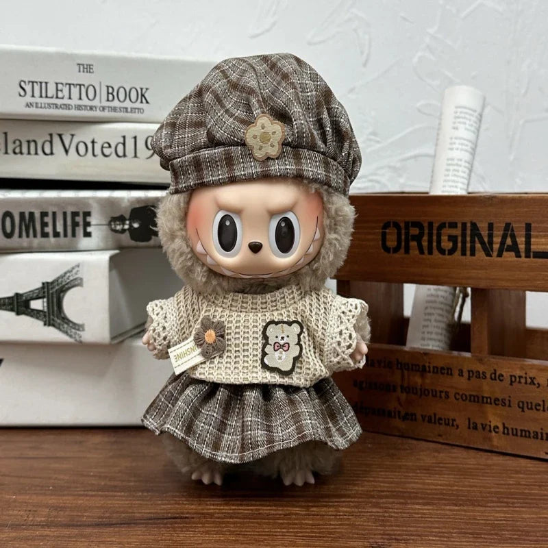 QIANLUO Labubu Cotton Overalls Skirt Set