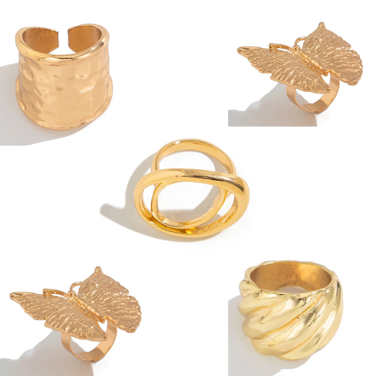 Boho Butterfly Flower Ring