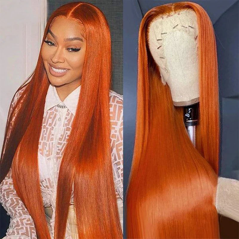 Orange Ginger Straight Lace Wig