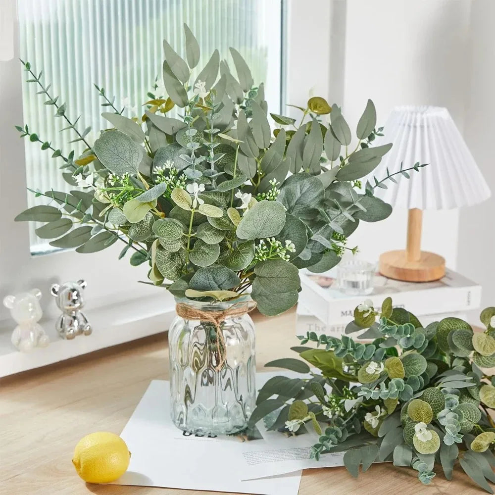 Artificial Eucalyptus Leaves Stems Set