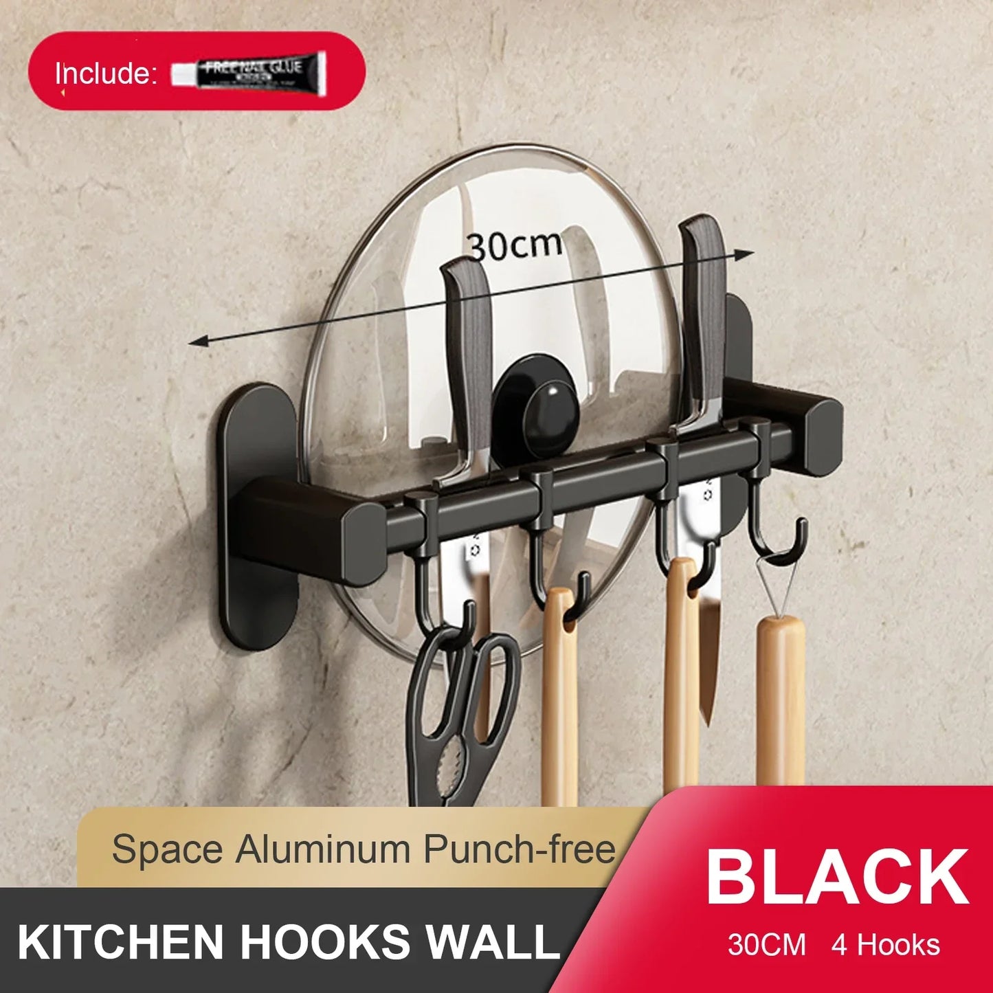 No-Punch Wall Kitchen Rack