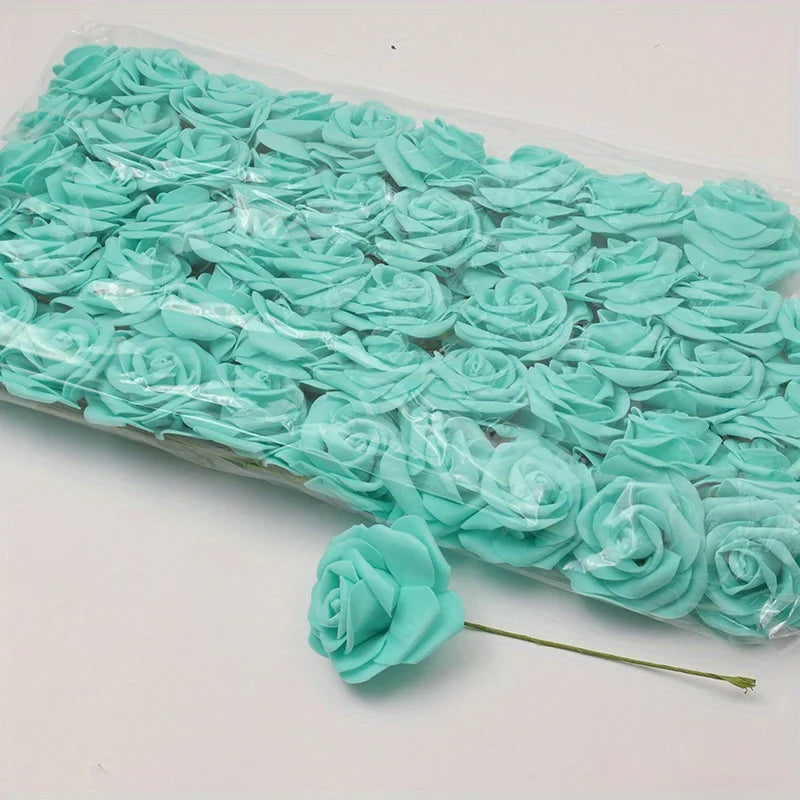 White PE Rose Flower Heads