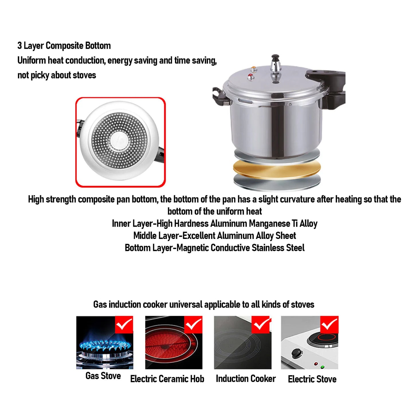 Large Aluminum Pressure Cooker Pot