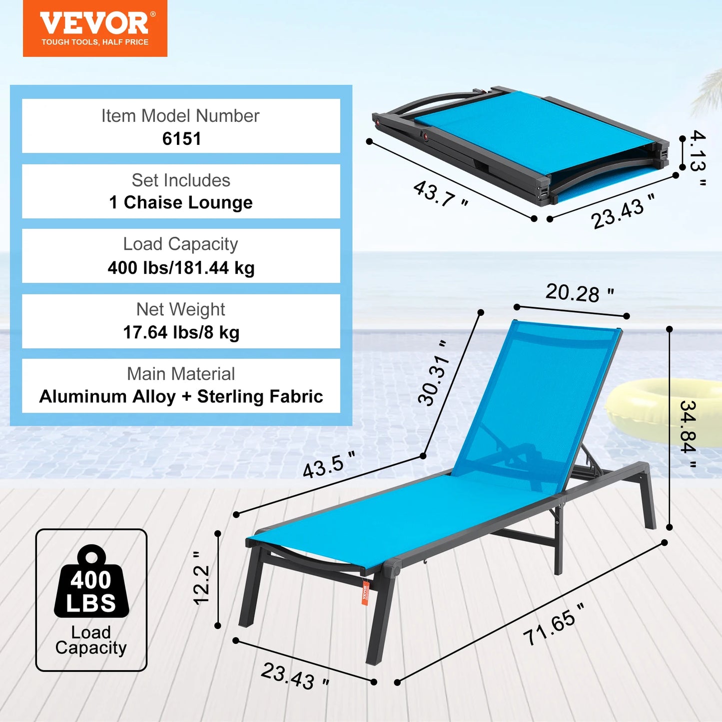 SucceBuy Outdoor Aluminum Chaise Lounge