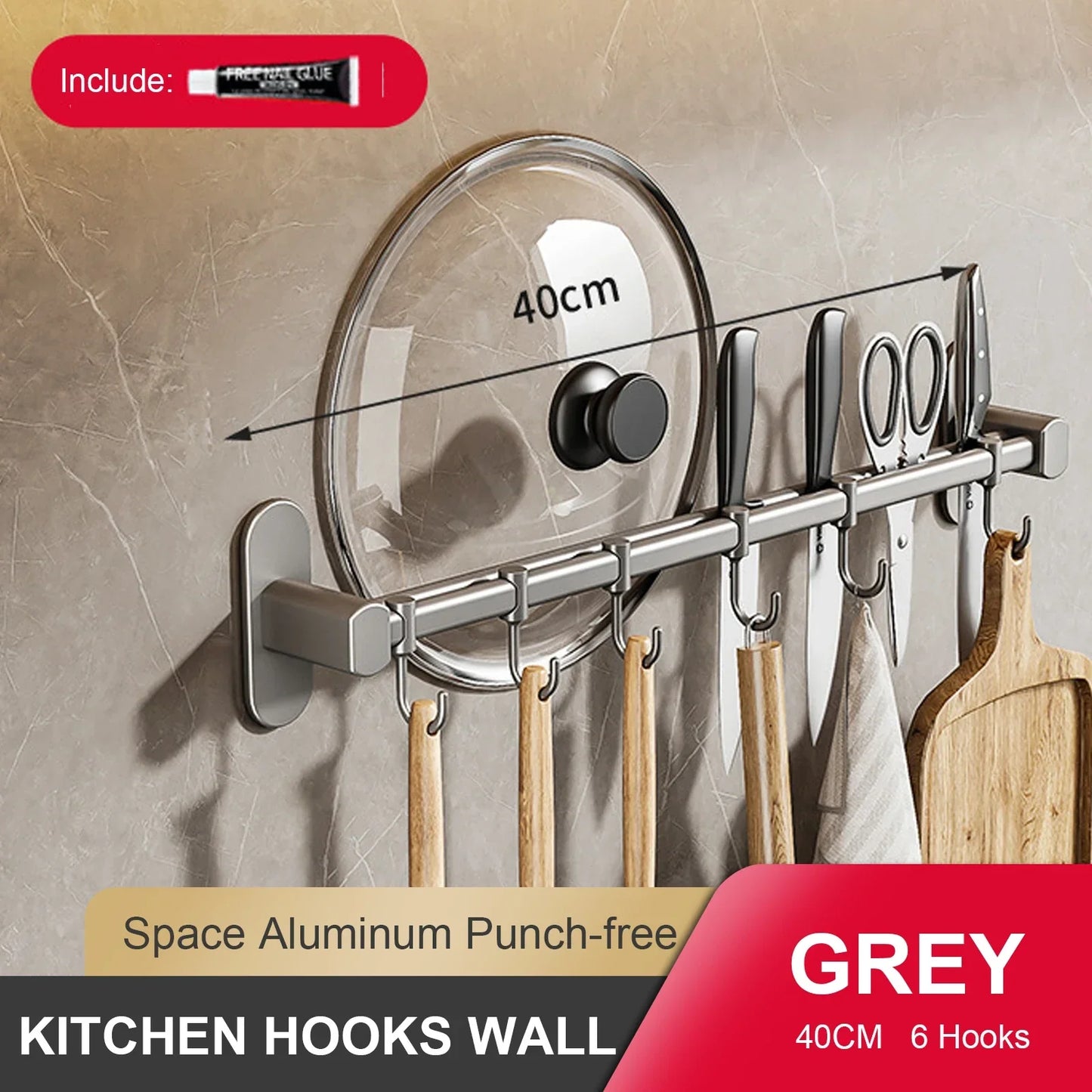 No-Punch Wall Kitchen Rack
