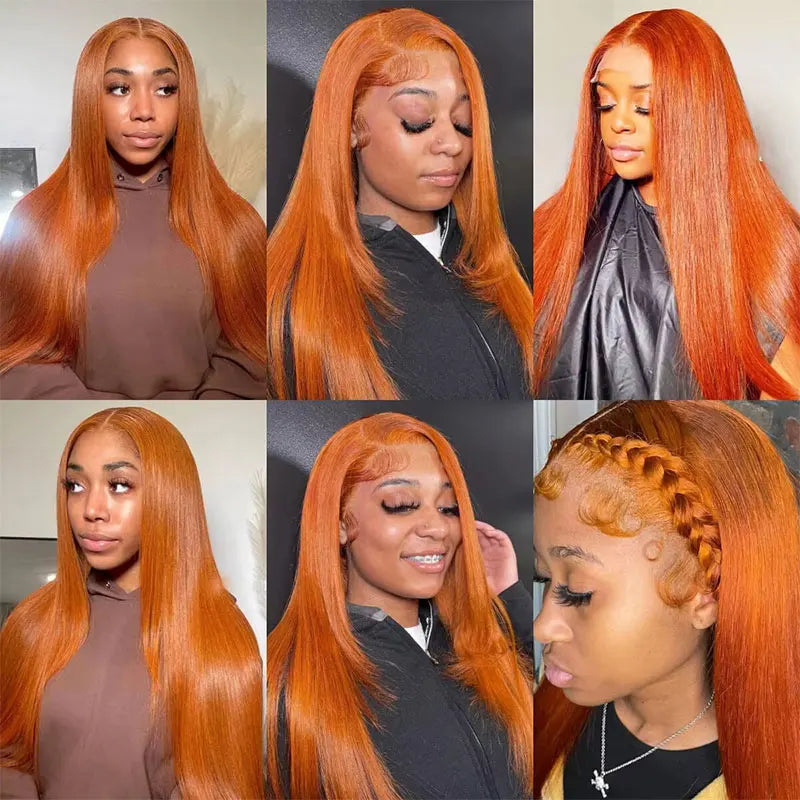 Orange Ginger Straight Lace Wig
