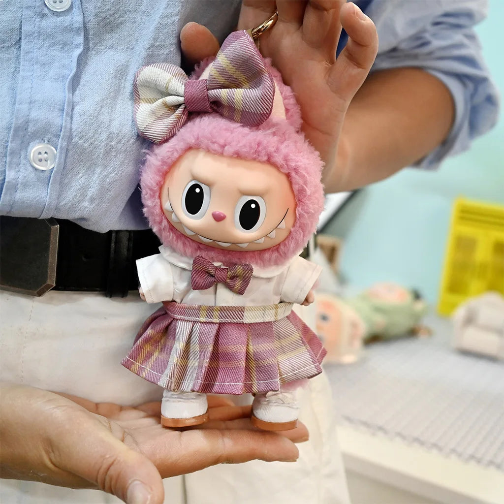 POP MART Labubu Doll 17cm JK Skirt Outfit Set