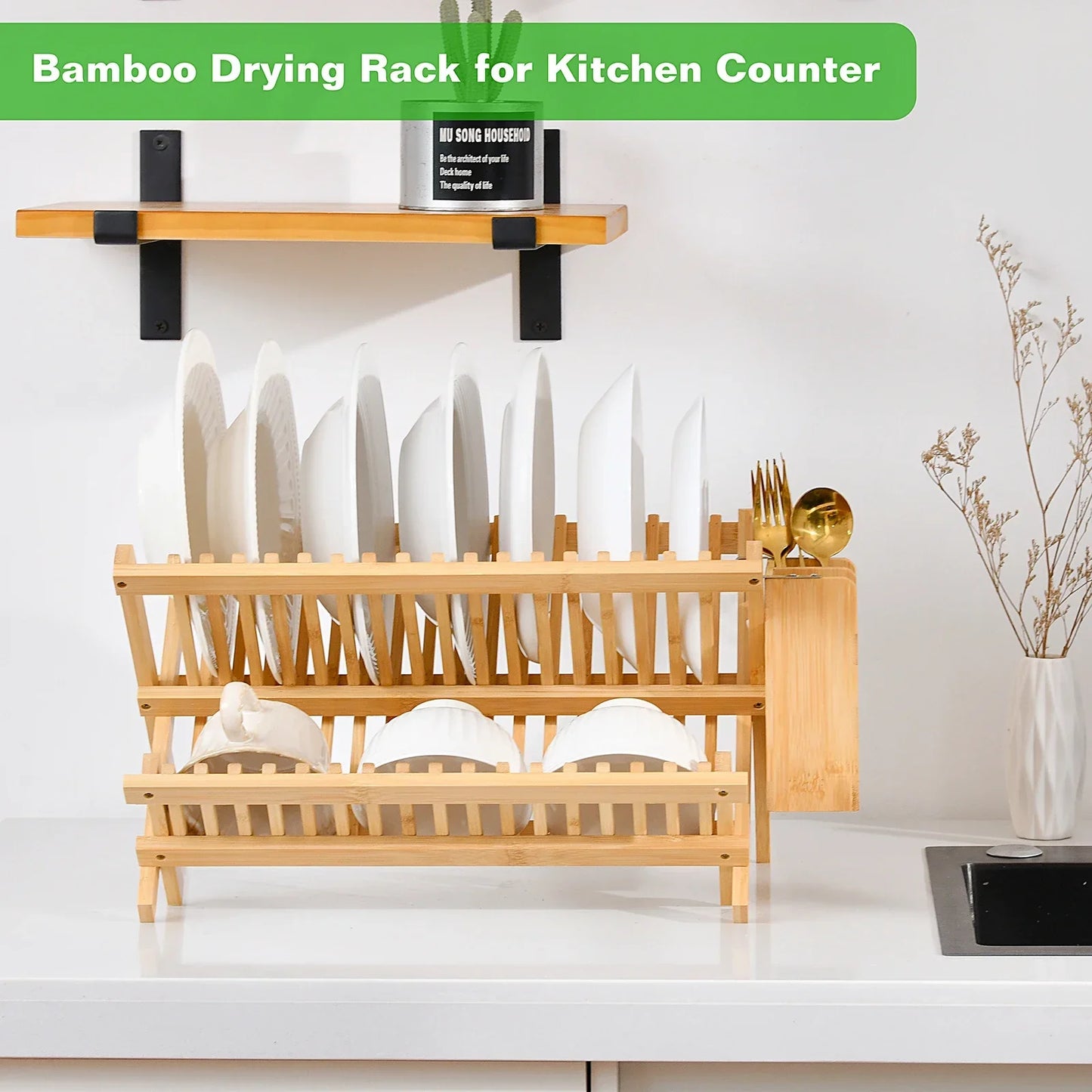 Foldable Bamboo Dish Rack