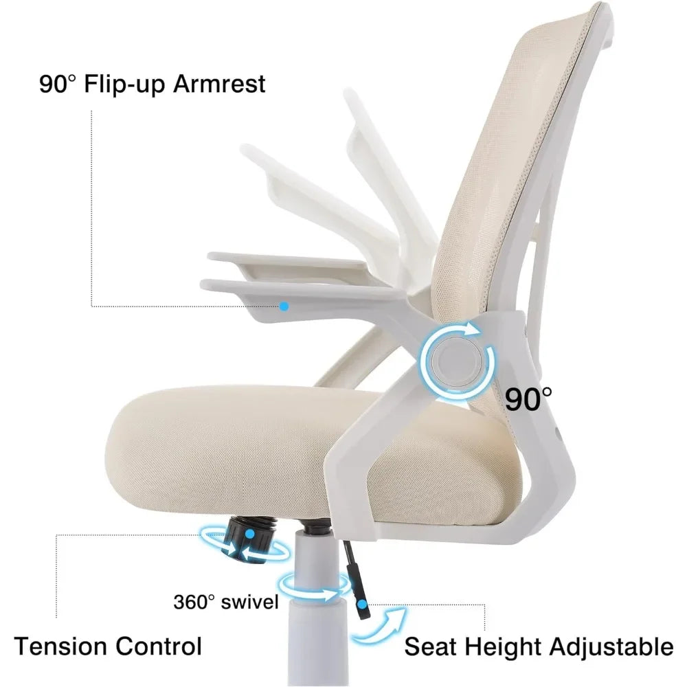 Beige Mid-Back Ergonomic Desk Chair