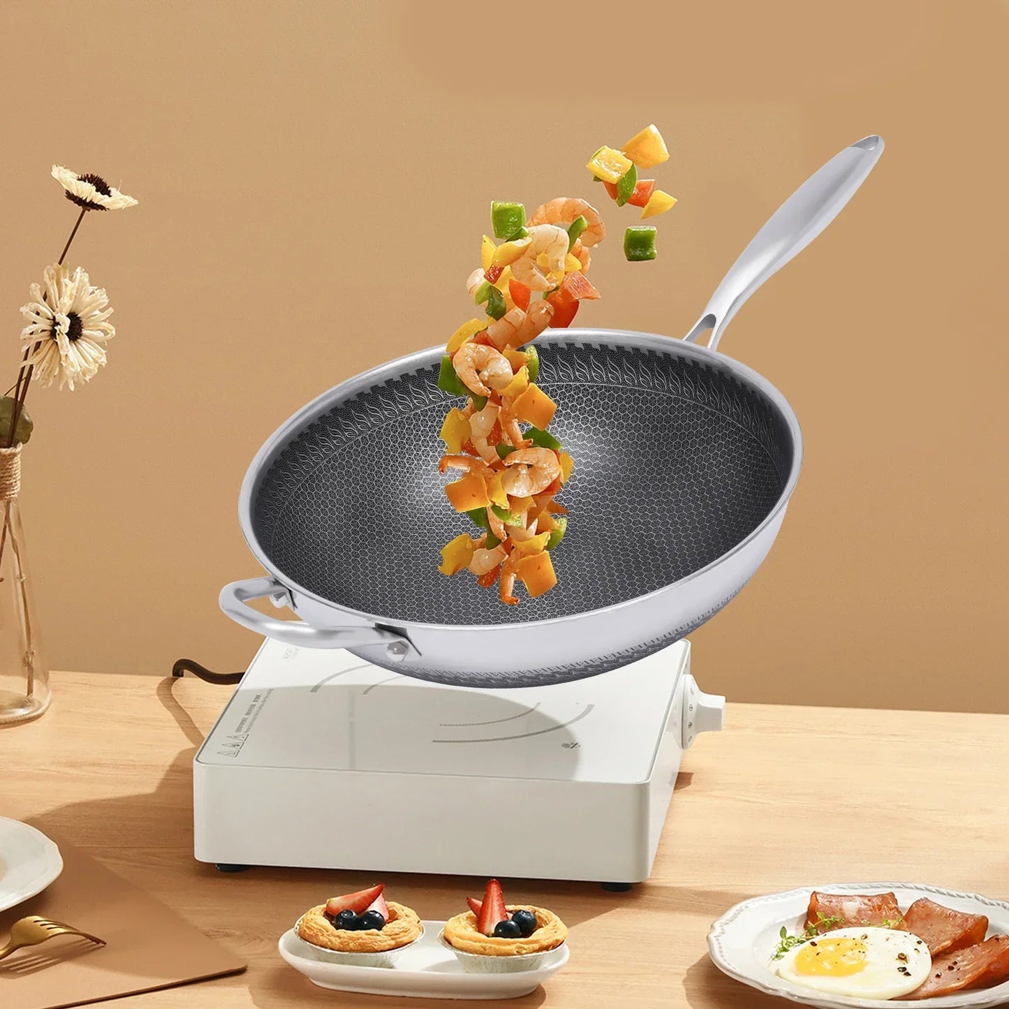 Non-Stick Honeycomb Wok Pan