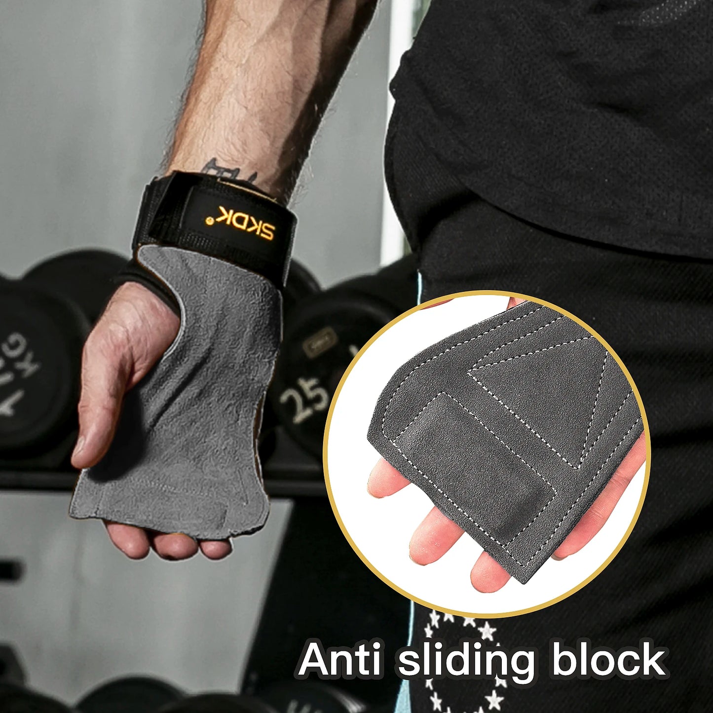 SKDK Cowhide Gym Palm Grips