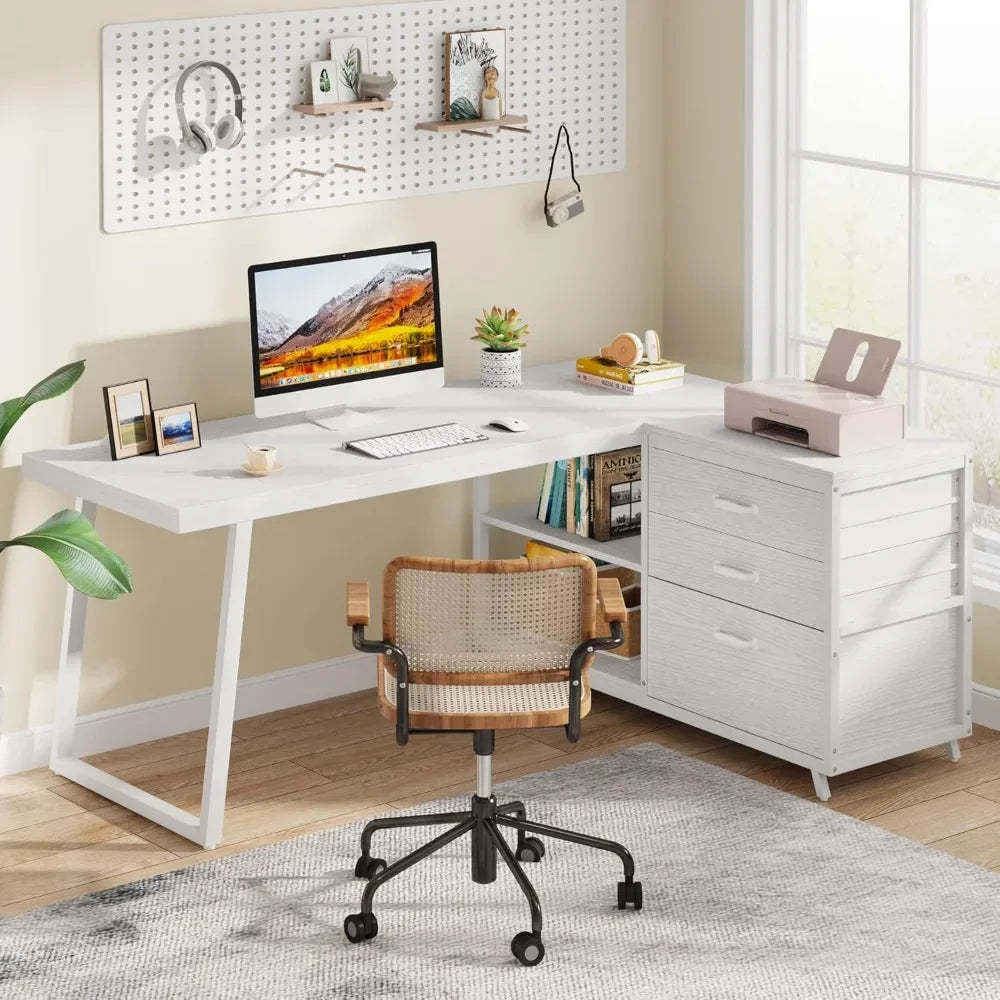 ANGDUO L-Shaped Industrial Office Desk