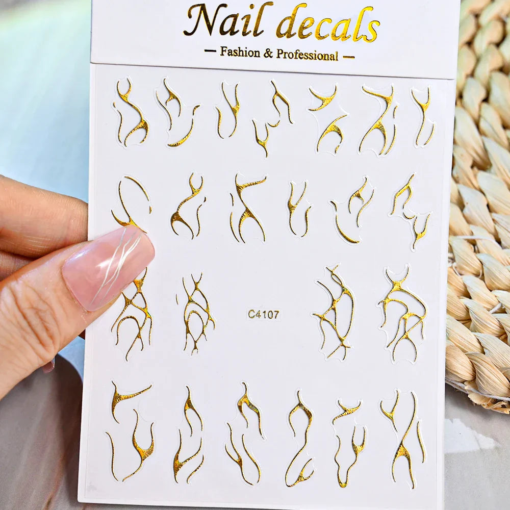 3D Metal Flame Nail Stickers