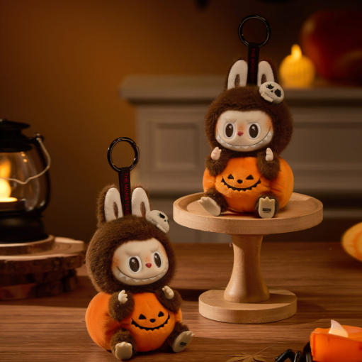Pop Mart Labubu Happy Halloween Party Series-sitting Pumpkin Vinyl Plush Pendant